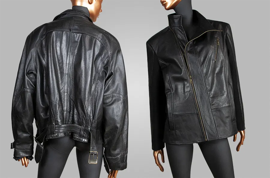 Перекрой мужской куртки из кожи с добавлением ткани в ателье кожи и меха в Москве фото до и после