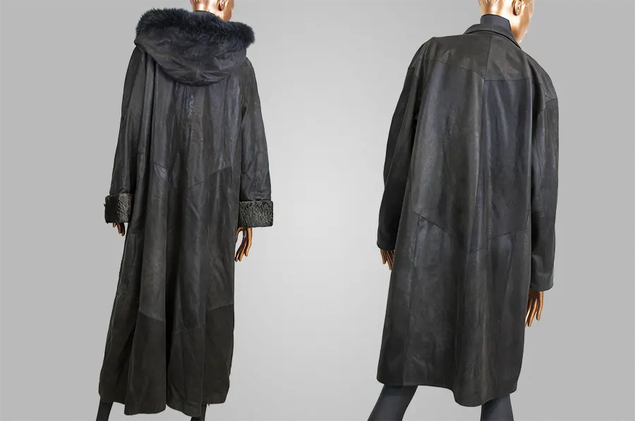 Полный перекрой пальто из кожи в стильное пальто оверсайз с английским воротником в ателье кожи меха в Москве