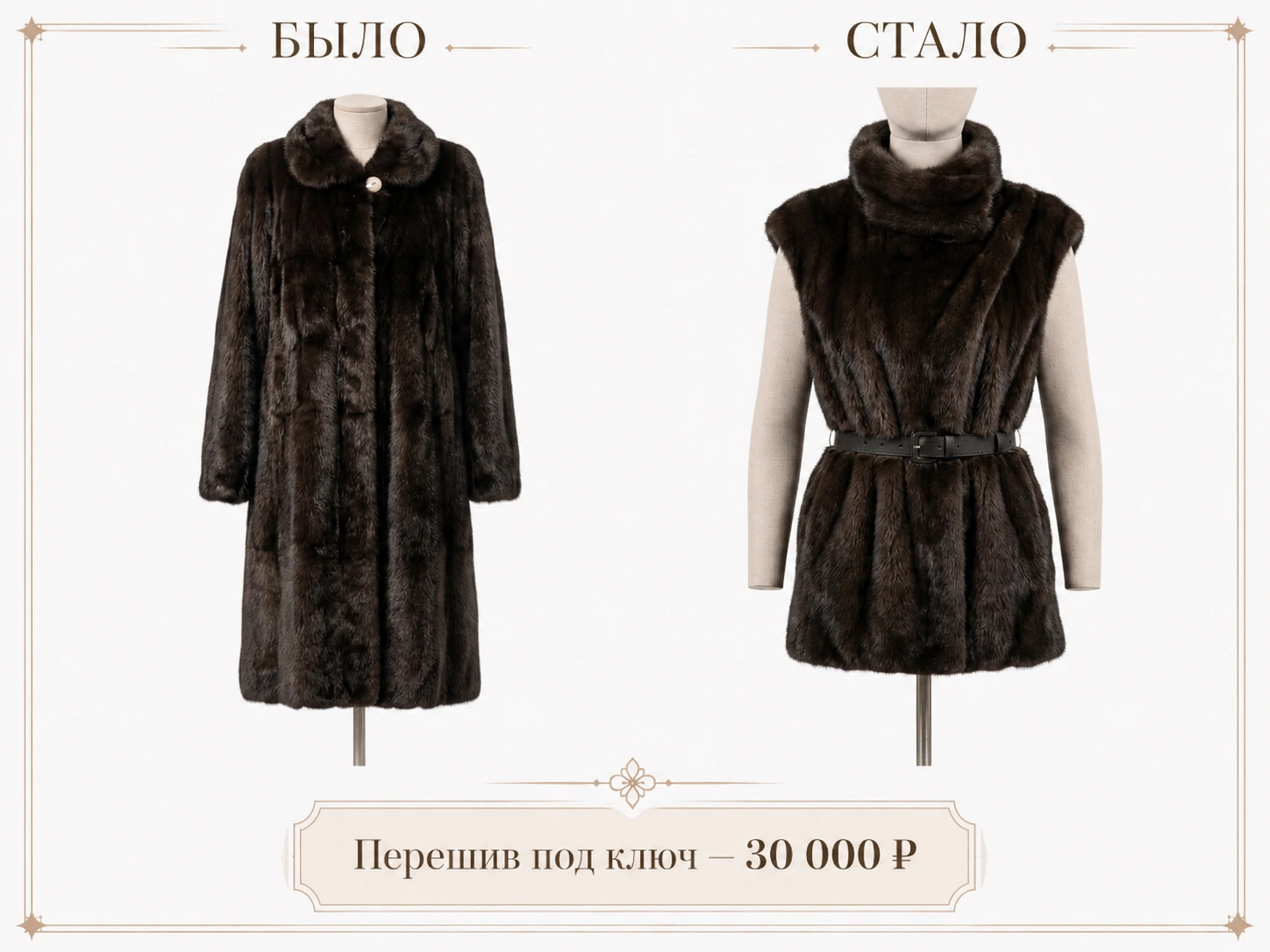 Перешив шубы в манишку было стало